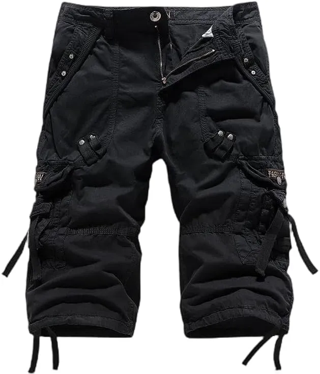 Men's Cargo Capri Pants, Relaxed Fit Multi-Pocket Outdoor Seven Points Shorts
