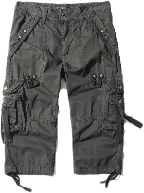 Men's Cargo Capri Pants, Relaxed Fit Multi-Pocket Outdoor Seven Points Shorts