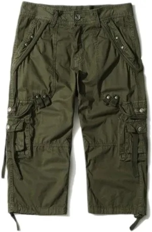 Men's Cargo Capri Pants, Relaxed Fit Multi-Pocket Outdoor Seven Points Shorts