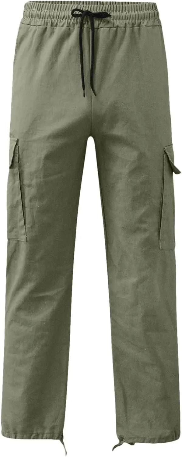 Mens Cargo Pants Casual Athletic Joggers Pants Loose Fit Straight Sweatpants with Multil Pockets Outdoot Hiking Pants