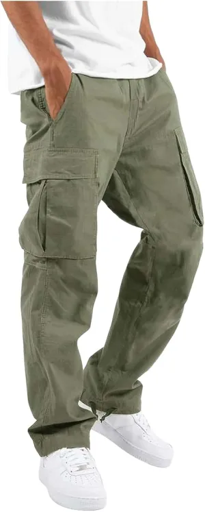 Mens Cargo Pants Casual Athletic Joggers Pants Loose Fit Straight Sweatpants with Multil Pockets Outdoot Hiking Pants