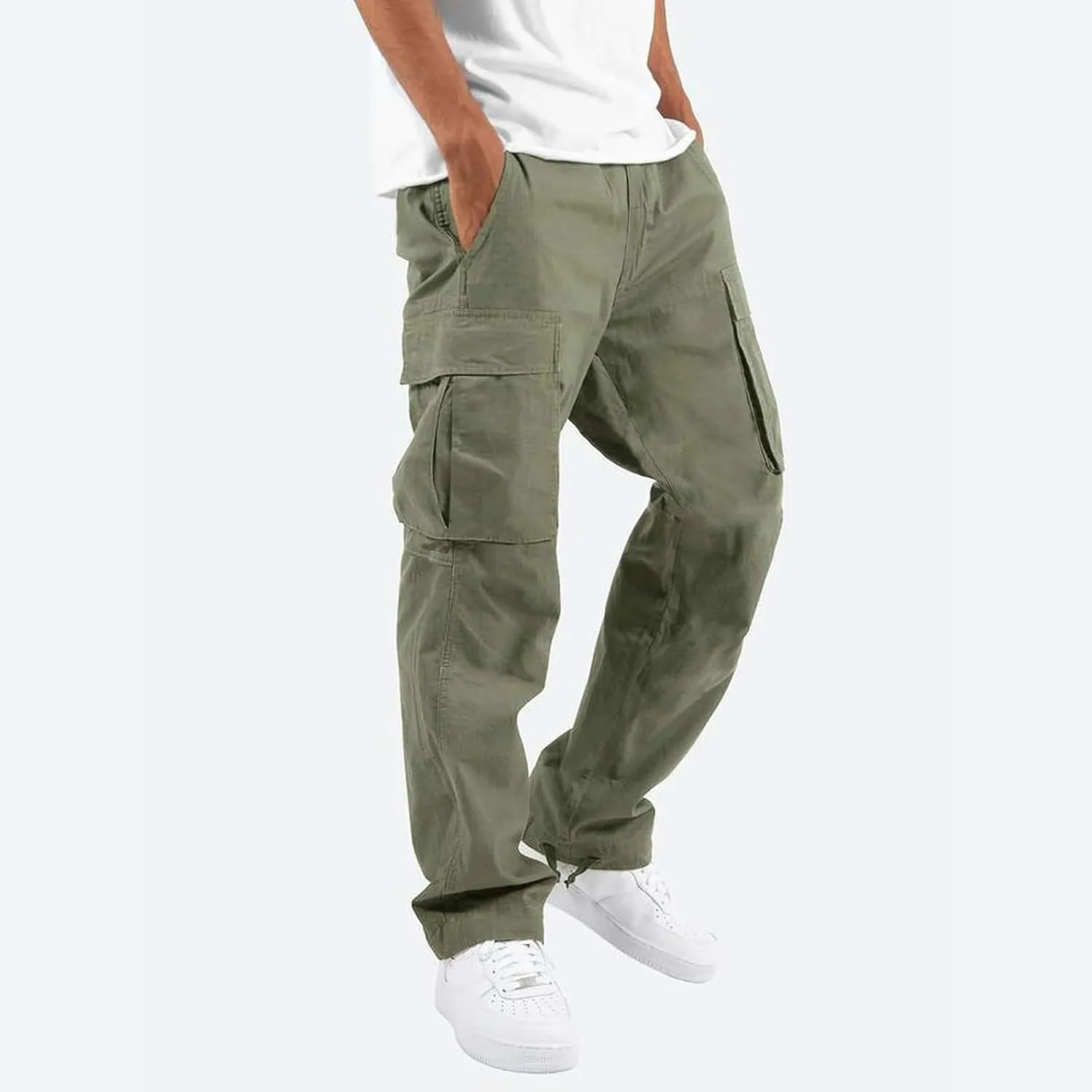 Mens Cargo Pants Casual Athletic Joggers Pants Loose Fit Straight Sweatpants with Multil Pockets Outdoot Hiking Pants