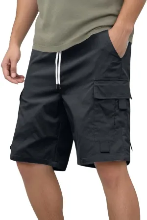 Mens Cargo Shorts Casual Twill Cargo Shorts Cotton Drawstring Classic Stretch Lightweight Workout Pants with Pockets