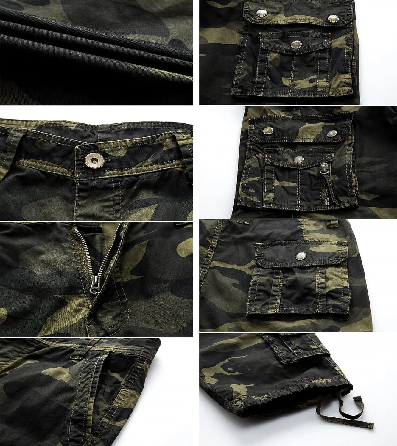 Mens Cargo Shorts Cotton Multi-Pocket Outdoor Camouflage Cargo Shorts