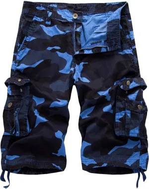 Mens Cargo Shorts Cotton Multi-Pocket Outdoor Camouflage Cargo Shorts