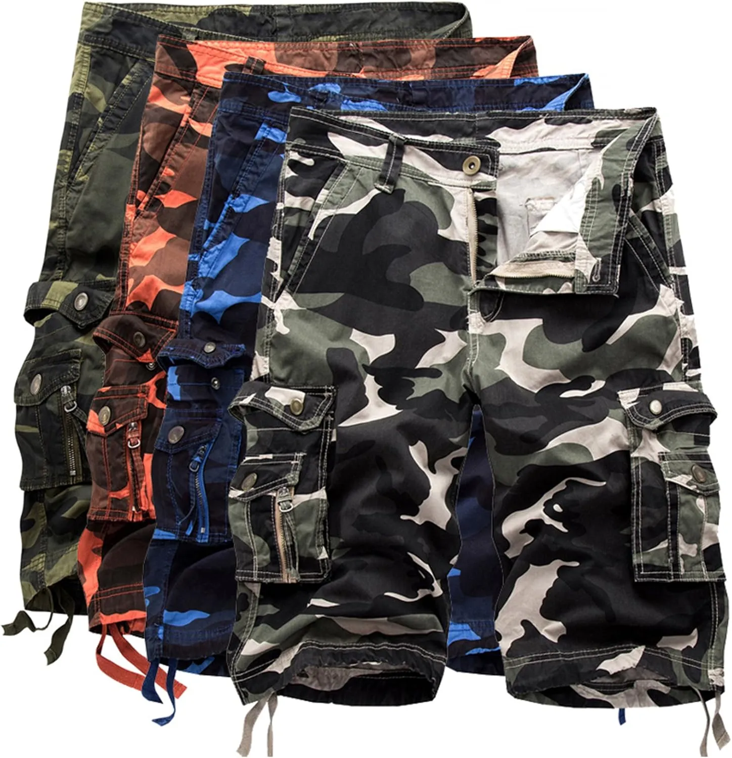Mens Cargo Shorts Cotton Multi-Pocket Outdoor Camouflage Cargo Shorts