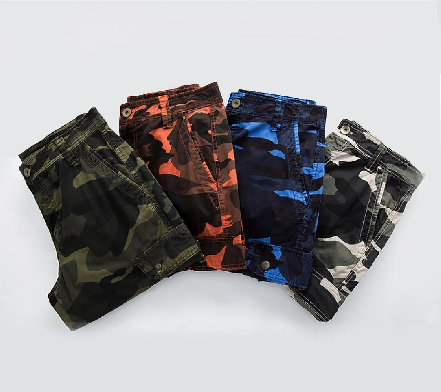Mens Cargo Shorts Cotton Multi-Pocket Outdoor Camouflage Cargo Shorts