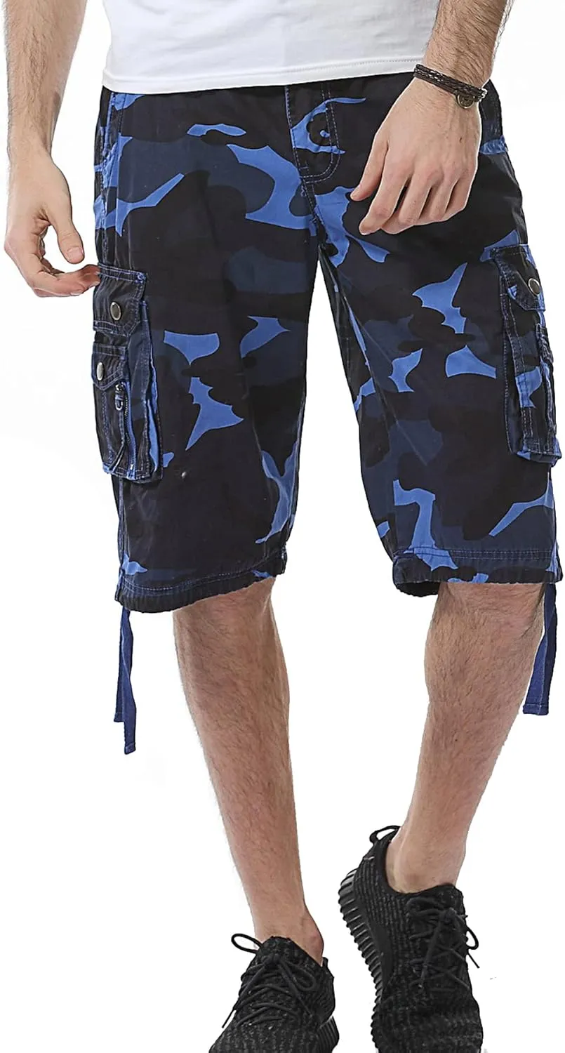 Mens Cargo Shorts Cotton Multi-Pocket Outdoor Camouflage Cargo Shorts