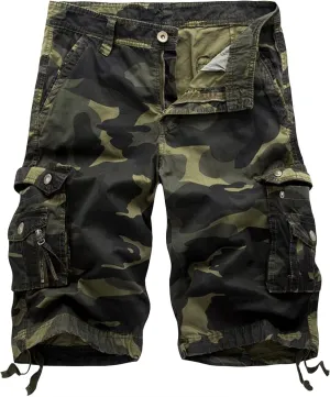Mens Cargo Shorts Cotton Multi-Pocket Outdoor Camouflage Cargo Shorts
