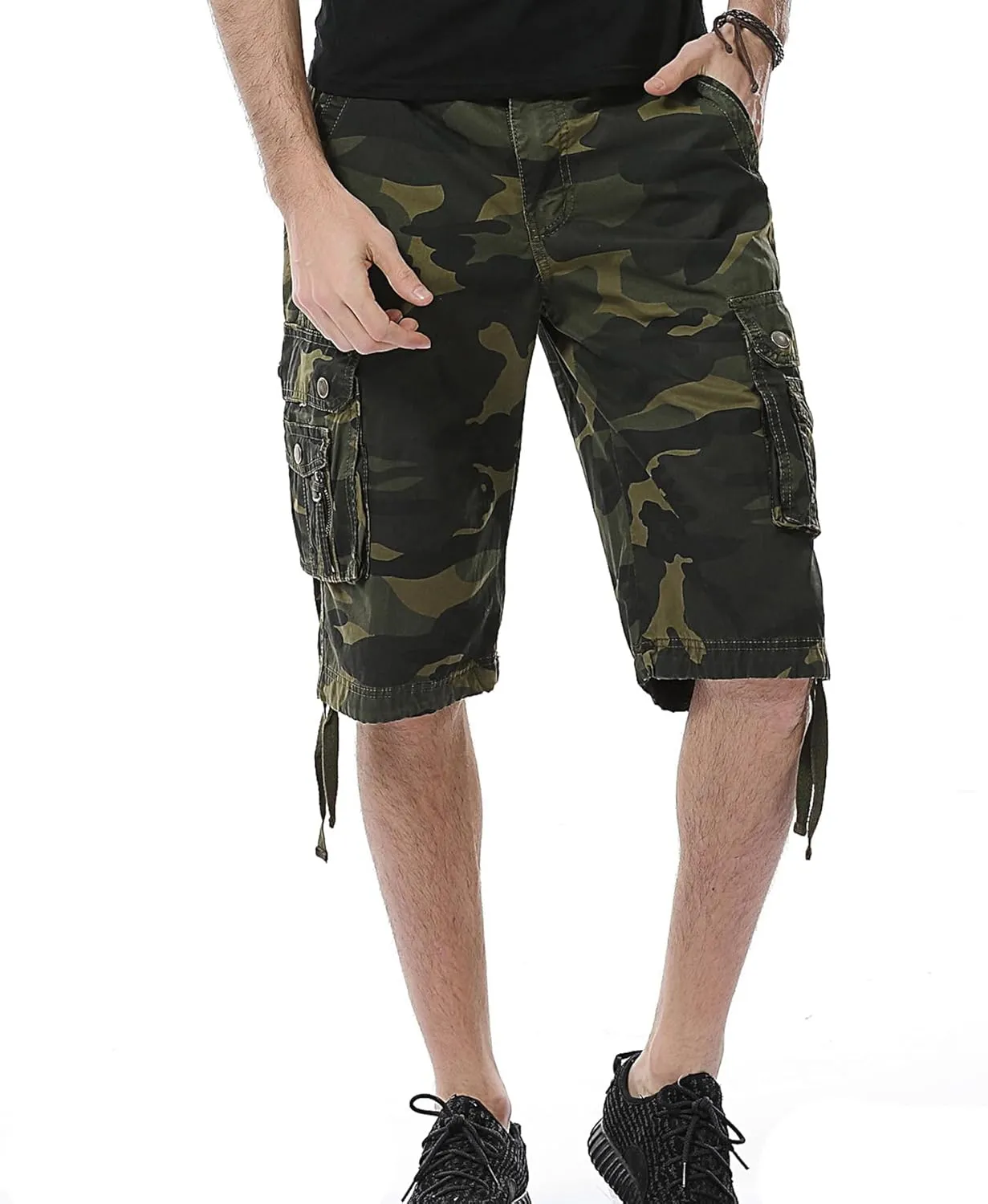 Mens Cargo Shorts Cotton Multi-Pocket Outdoor Camouflage Cargo Shorts