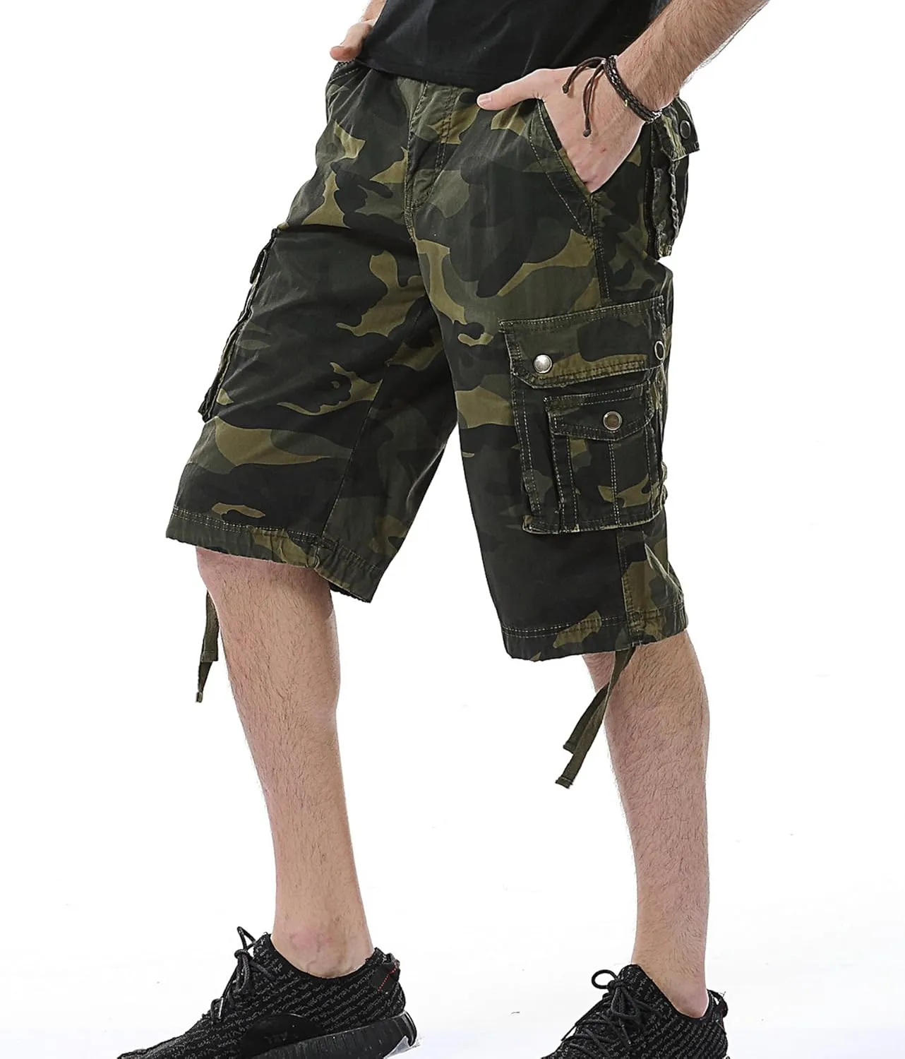 Mens Cargo Shorts Cotton Multi-Pocket Outdoor Camouflage Cargo Shorts