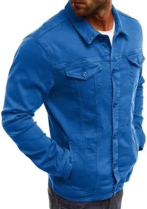 Mens Casual Denim Coats Vintage Distressed Washed Moto Bike Jean Jacket Classic Button Down Trucker Denim Jackets