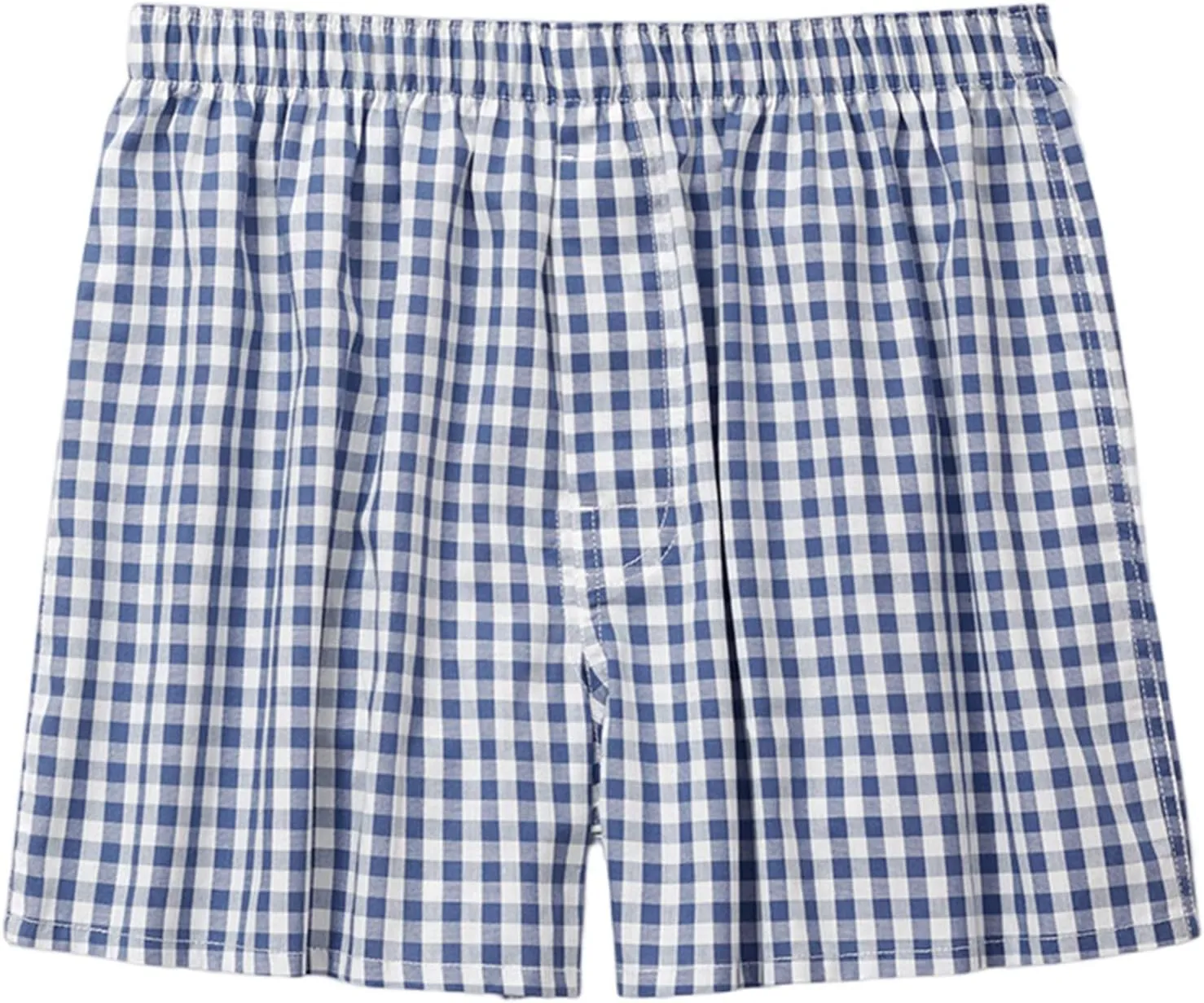 Men's Casual Plaid Underwear Comfort Breathable Short Leg Boxer Briefs Cotton Soft Cooling Loose Fit Home Sleepwear