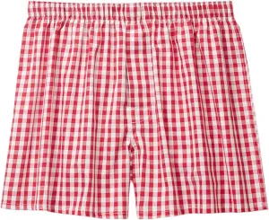 Men's Casual Plaid Underwear Comfort Breathable Short Leg Boxer Briefs Cotton Soft Cooling Loose Fit Home Sleepwear