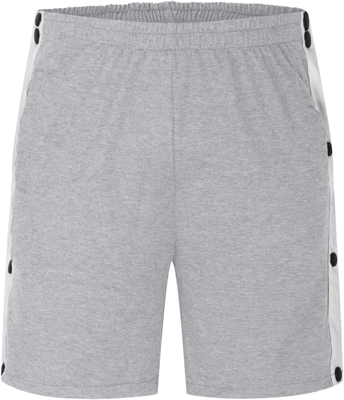 Men's Cotton Blend Shorts 2025 Side Snap Tear Away Shorts for Men Gym Trunks Post Surgery Recovery Pants with Pocket