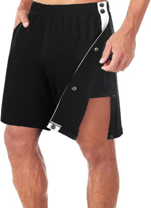 Men's Cotton Blend Shorts 2025 Side Snap Tear Away Shorts for Men Gym Trunks Post Surgery Recovery Pants with Pocket