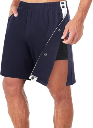 Men's Cotton Blend Shorts 2025 Side Snap Tear Away Shorts for Men Gym Trunks Post Surgery Recovery Pants with Pocket