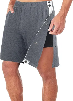 Men's Cotton Blend Shorts 2025 Side Snap Tear Away Shorts for Men Gym Trunks Post Surgery Recovery Pants with Pocket