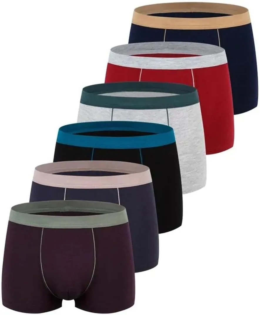 MenS Cotton Boxer Briefs Seamless Breathable Underwear 6-Pack Plus Size For Everyday Wear