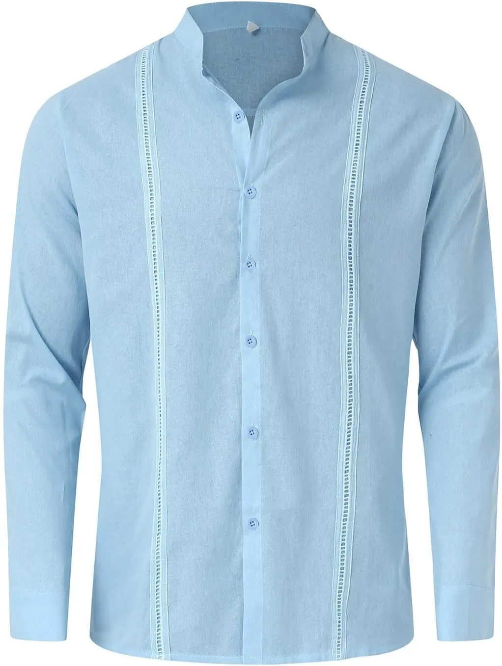 Men's Cuban Guayabera Shirts Button Down Casual Long Sleeve Shirt Band Collar Linen Beach Stylish Shirts 2025 Summer