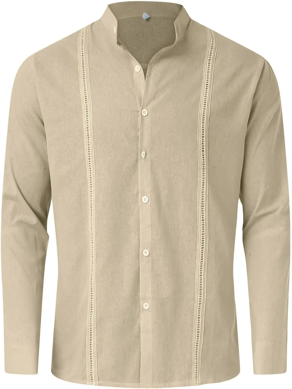 Men's Cuban Guayabera Shirts Button Down Casual Long Sleeve Shirt Band Collar Linen Beach Stylish Shirts 2025 Summer