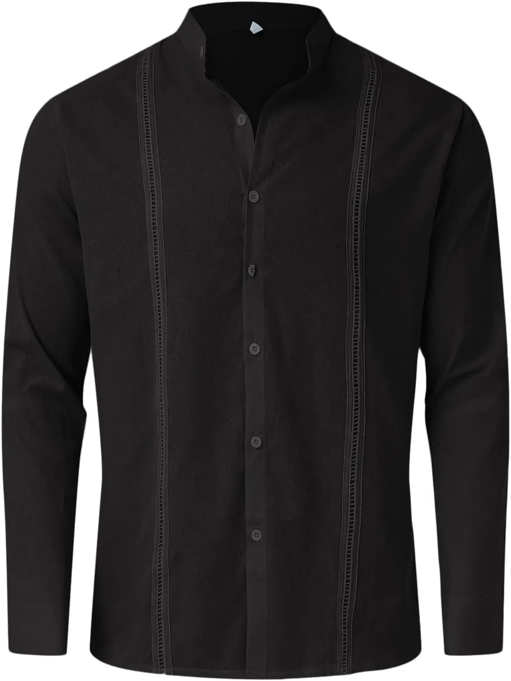 Men's Cuban Guayabera Shirts Button Down Casual Long Sleeve Shirt Band Collar Linen Beach Stylish Shirts 2025 Summer