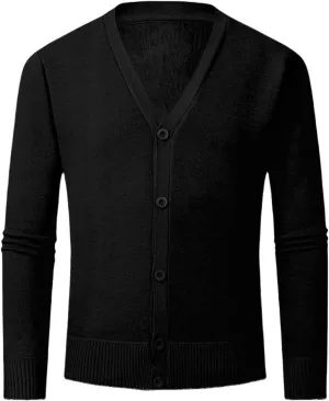 Men's Fall Spring V Neck Cardigan Button Down Sweater Solid Business Casual Lightweight Knit Sweatshirts