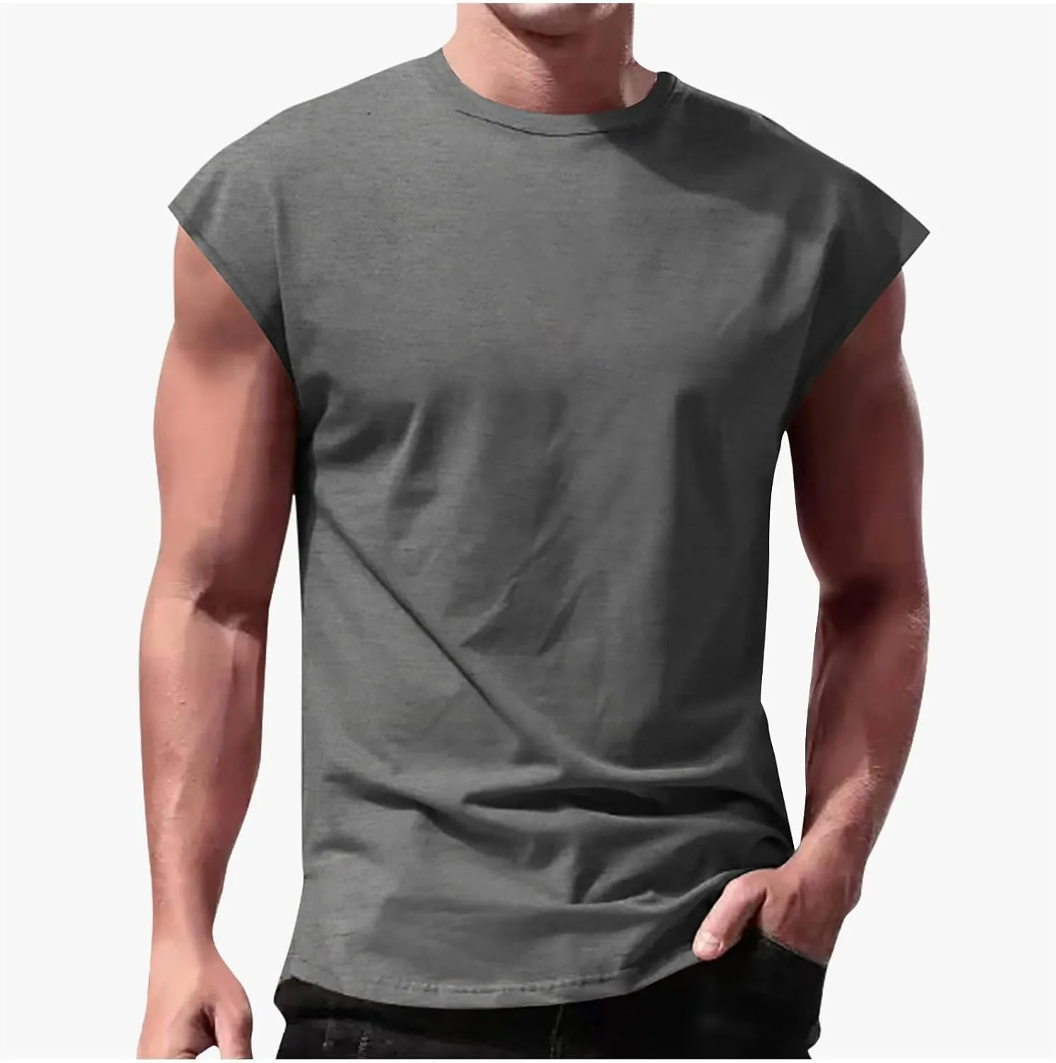 Men's Gym Tank Tops Workout Sleeveless Muscle T-Shirts Athletic Bodybuilding Tank Training Shirts Lightweight Summer Tees