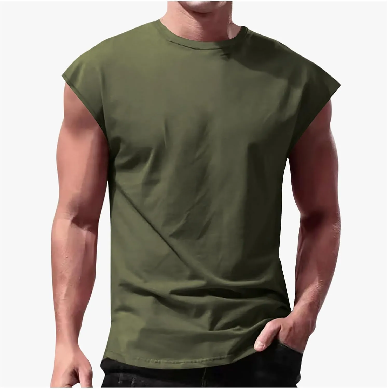 Men's Gym Tank Tops Workout Sleeveless Muscle T-Shirts Athletic Bodybuilding Tank Training Shirts Lightweight Summer Tees