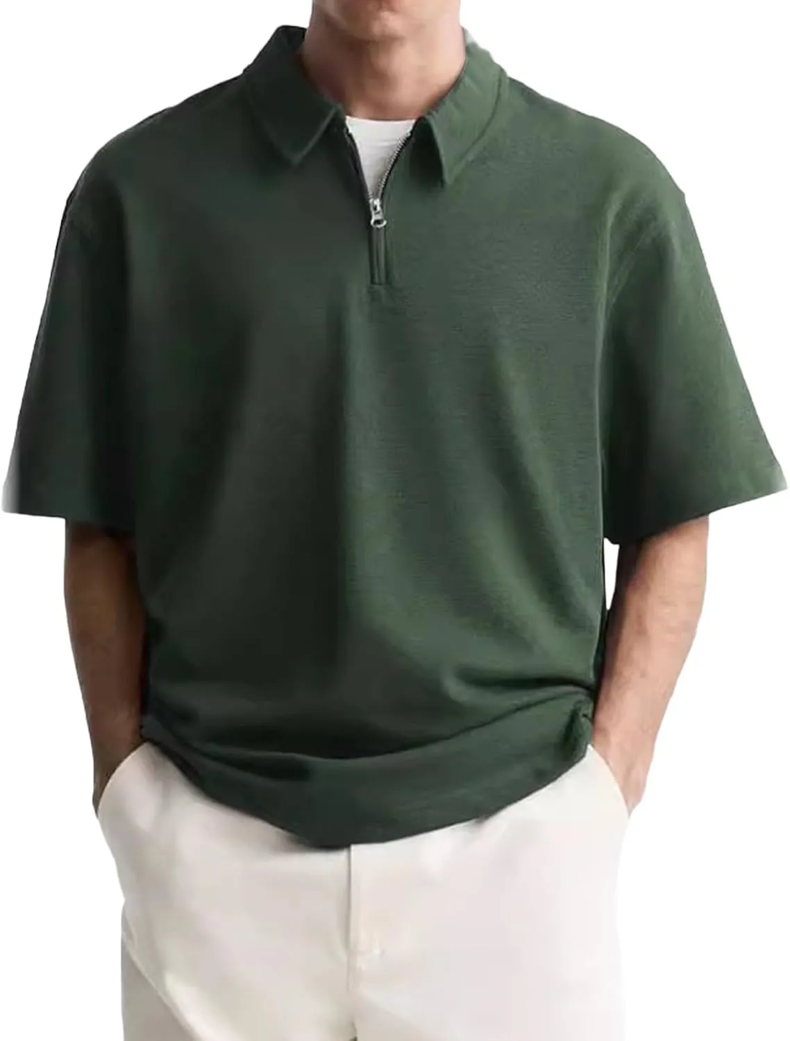 Men's Henley Quarter Zip T Shirt Plus Size Short Sleeve Loose Fit Lapel Breathable Top Quick Dry Gym Travel Work Outfit