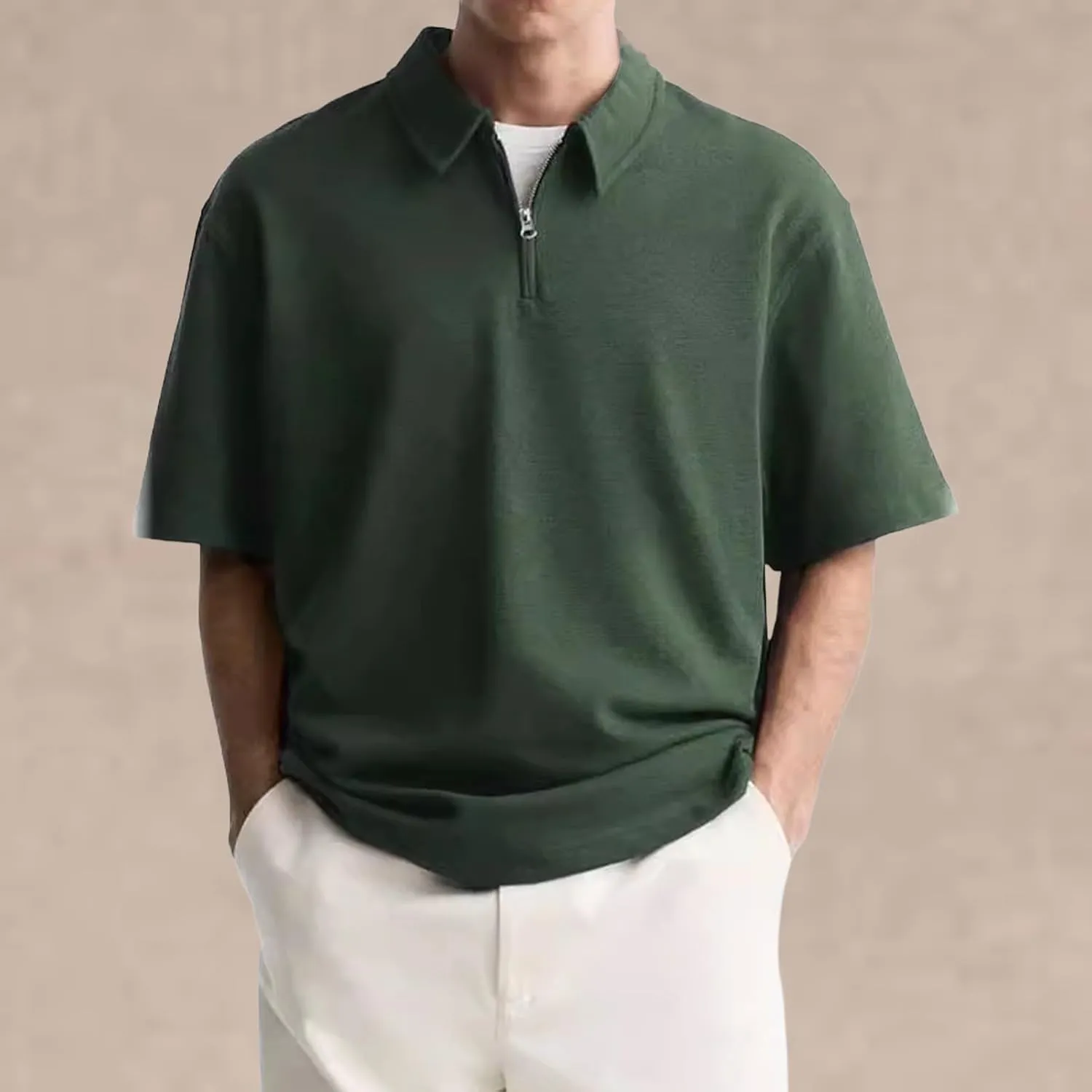Men's Henley Quarter Zip T Shirt Plus Size Short Sleeve Loose Fit Lapel Breathable Top Quick Dry Gym Travel Work Outfit