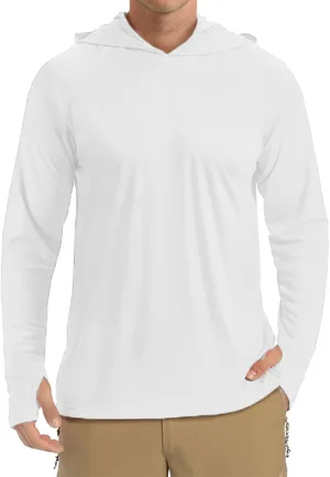 Mens Hooded Outdoor Athletic Tops Sun-Proof Fishing Shirts Dry Fit Gym Running Workout Pullover Casual T-Shirts