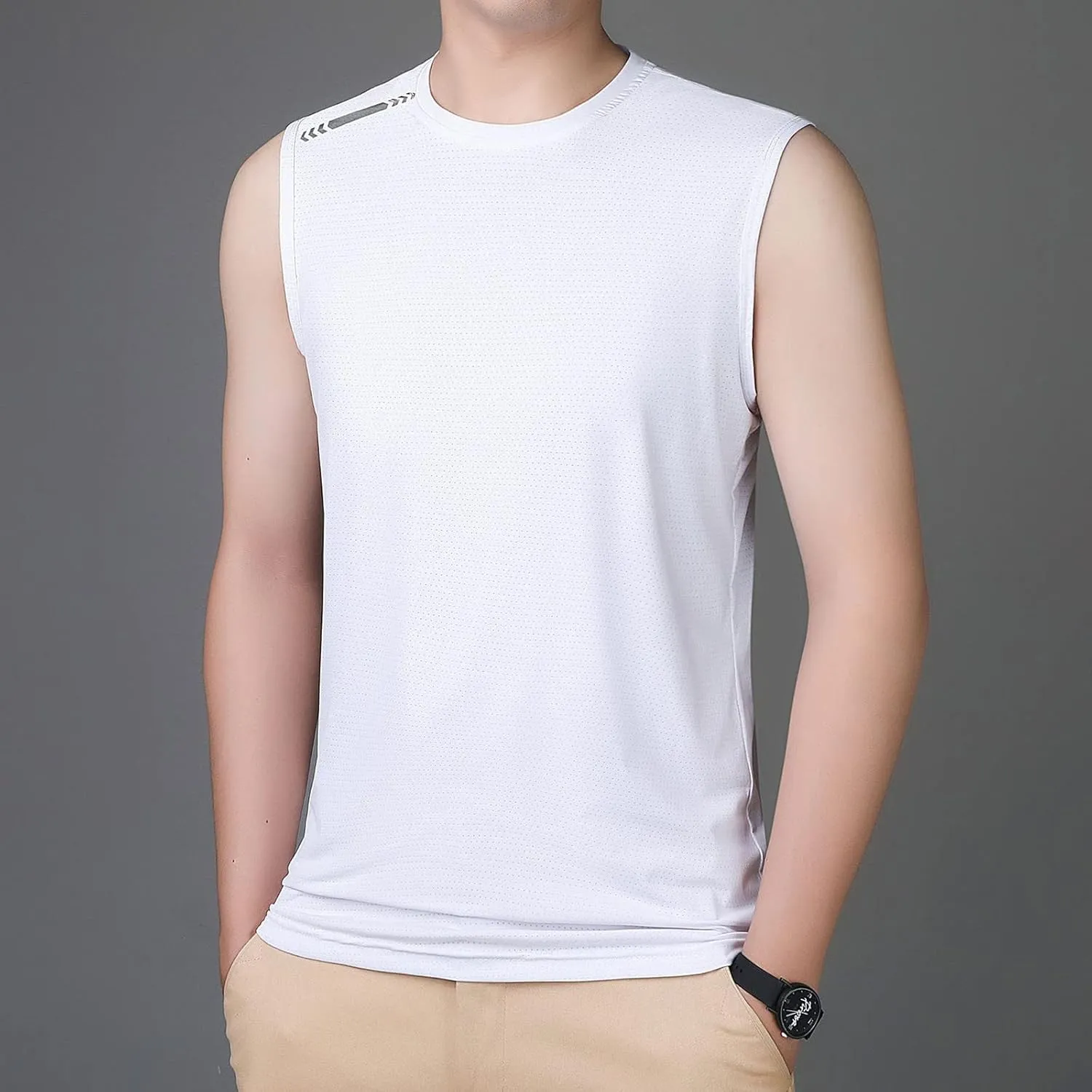 Men's Ice Silk Sport Tank Top Sleeveless Quick Dry Training Shirt Lightweight Breathable Gym Workout Cooling Muscle Shirt