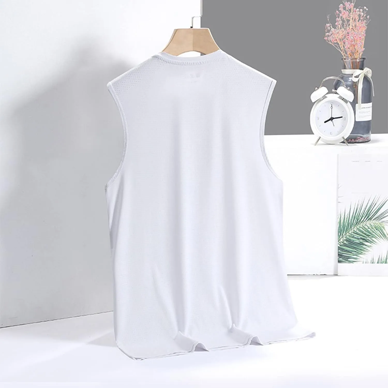 Men's Ice Silk Sport Tank Top Sleeveless Quick Dry Training Shirt Lightweight Breathable Gym Workout Cooling Muscle Shirt