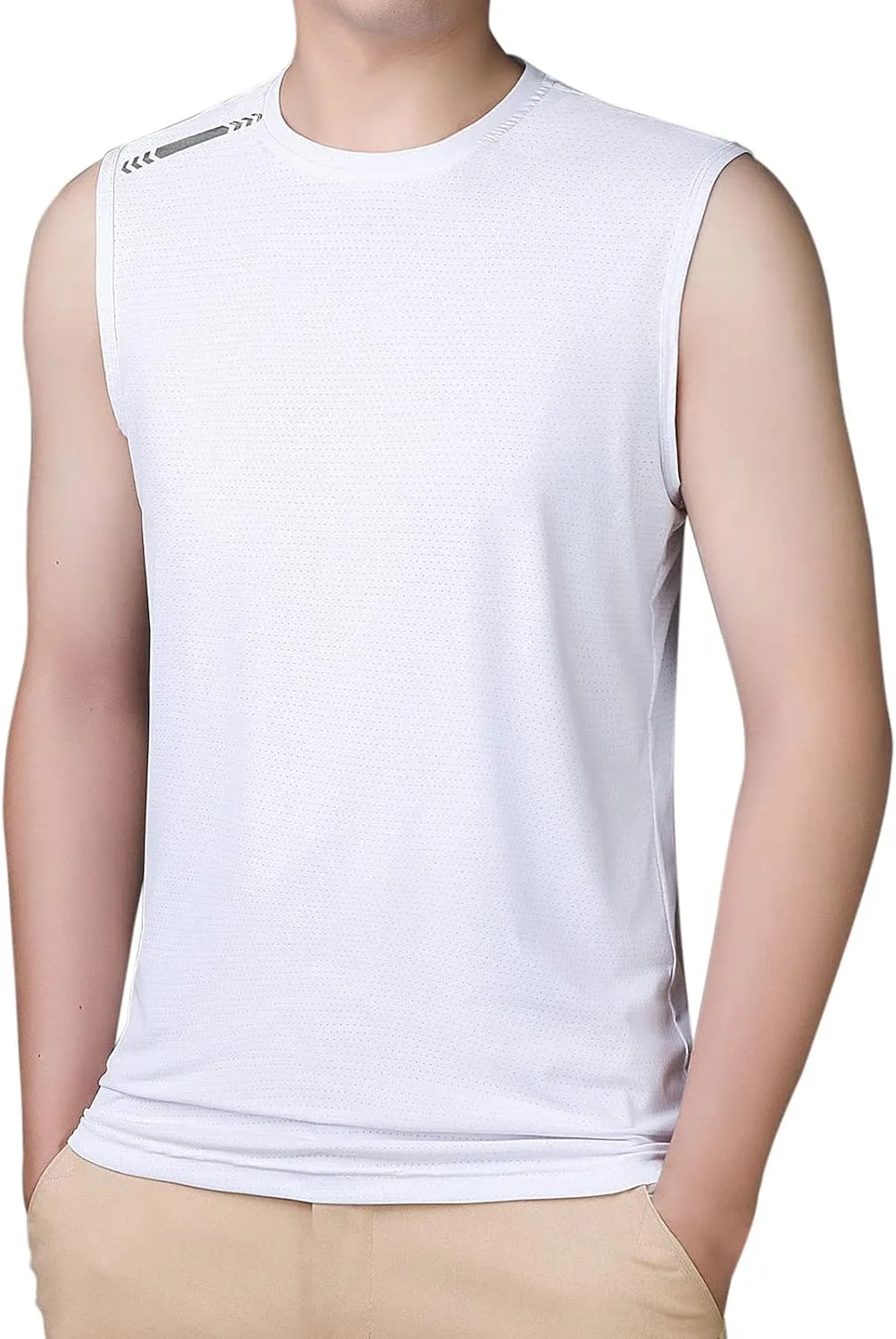 Men's Ice Silk Sport Tank Top Sleeveless Quick Dry Training Shirt Lightweight Breathable Gym Workout Cooling Muscle Shirt
