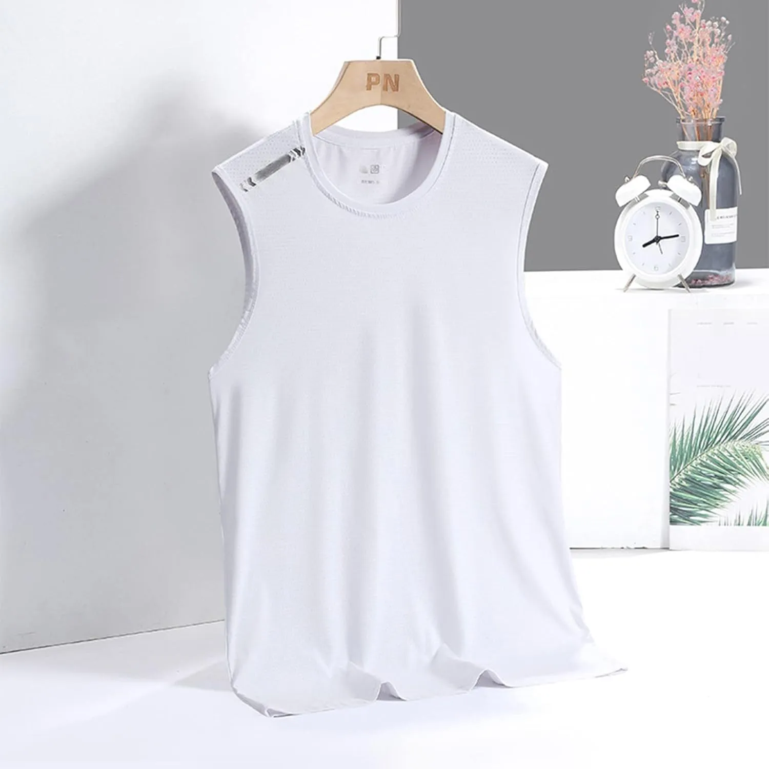 Men's Ice Silk Sport Tank Top Sleeveless Quick Dry Training Shirt Lightweight Breathable Gym Workout Cooling Muscle Shirt