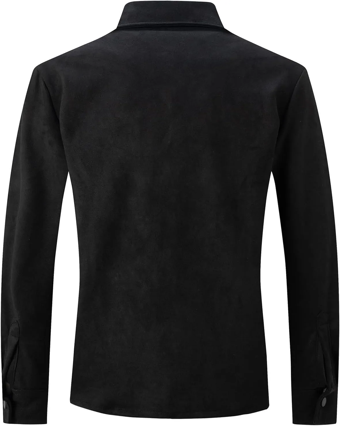 Men's Long Sleeve Button Down Shirts Casual Loose Fit Solid Color Lightweight Shirts Lapel Shacket Jacket with Pockets