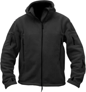 Mens Polar Fleece Tactical Jackets Warm Winter Jacket with Zip Pockets Full Zip Hooded Jacket Lightweight Cargo Jacket