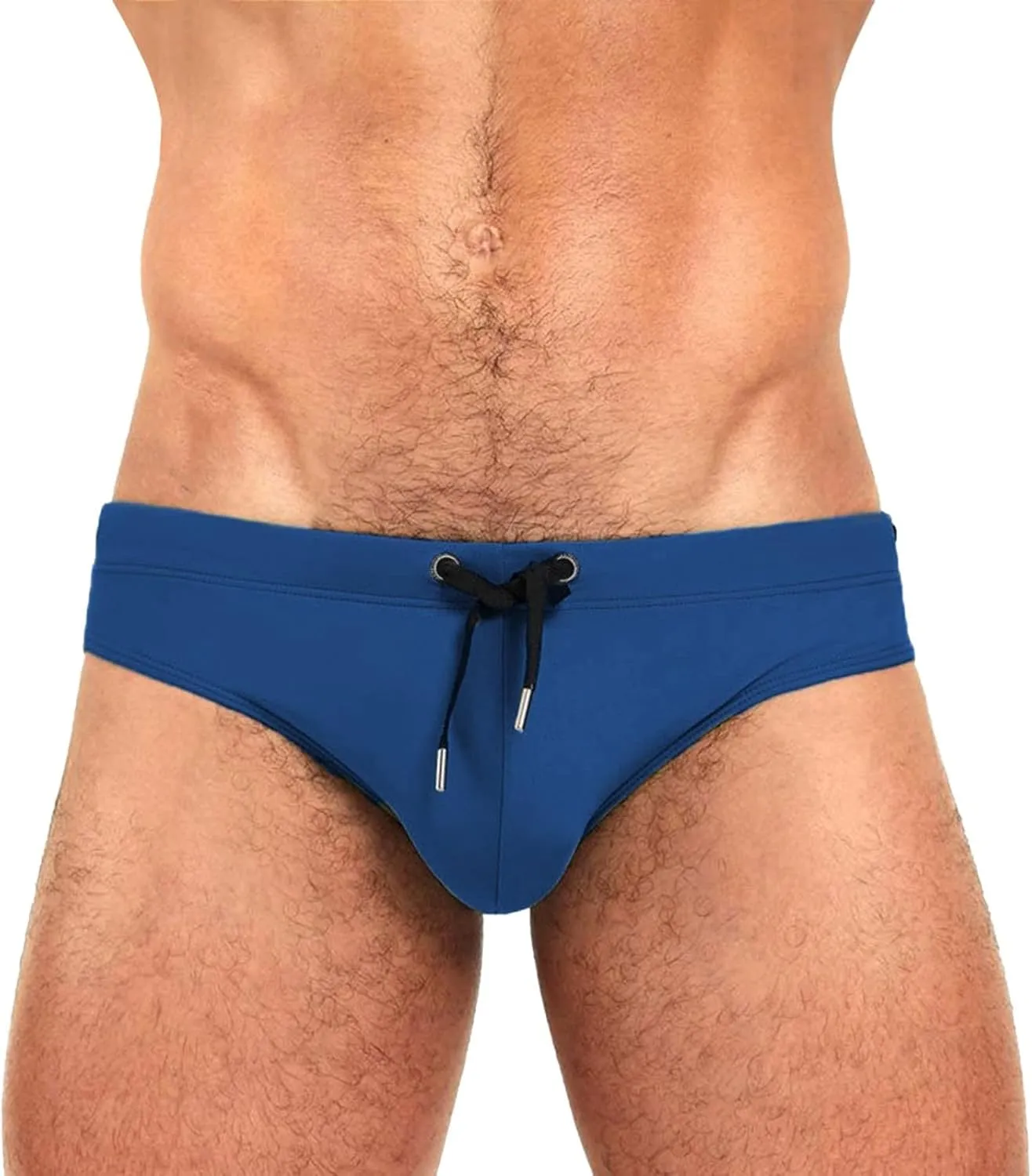Men's Quick Dry Swimming Trunks Low Waist Briefs Solid Swimwear Swimsuit Surf Underwear with Elastic Drawstring