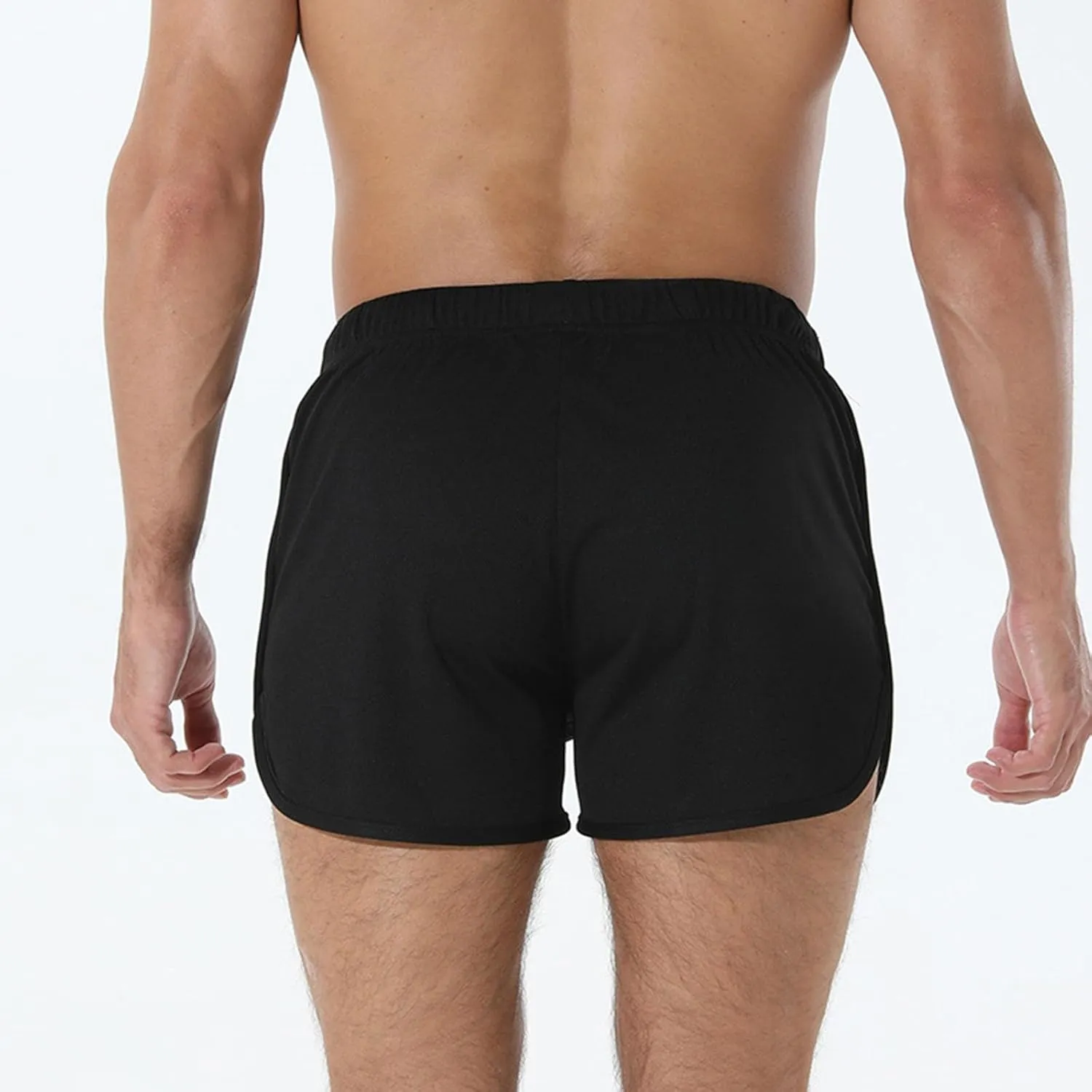 Men's Running Shorts Drawstring Bodybuilding Short Breathing Quick Dry Workout Training Pants with Zipper Pockets