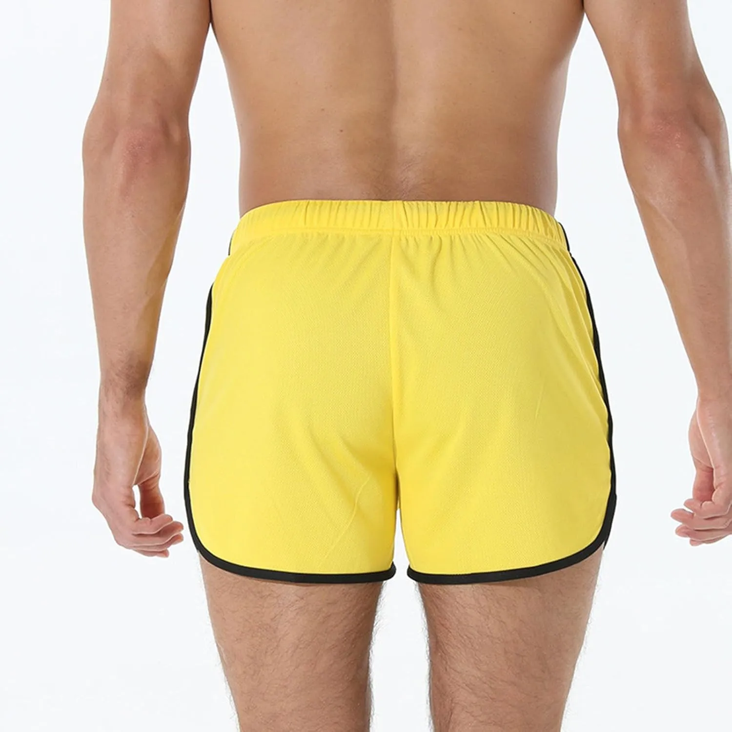 Men's Running Shorts Drawstring Bodybuilding Short Breathing Quick Dry Workout Training Pants with Zipper Pockets