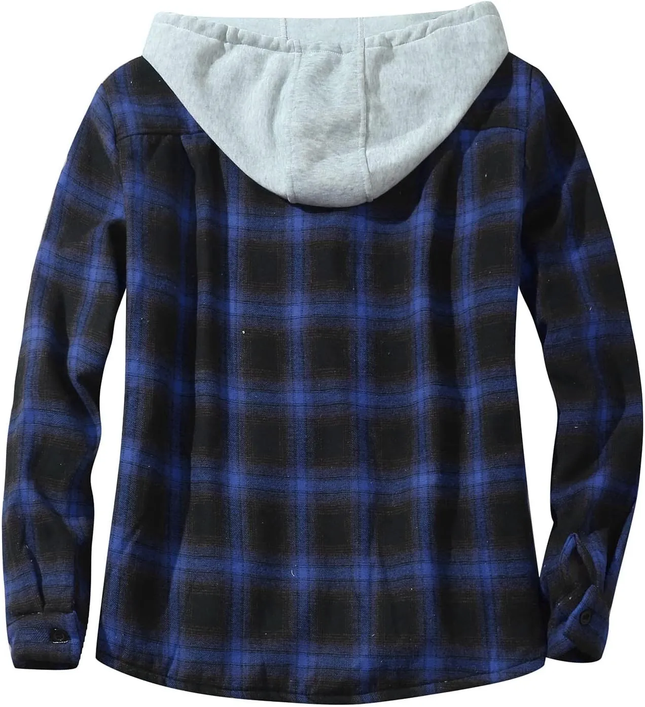 Mens Sherpa Fleece Lined Plaid Hoodie Jackets Long Sleeve Button Down Coat Slim Fit Fannel Jacket Patchwork Jackets