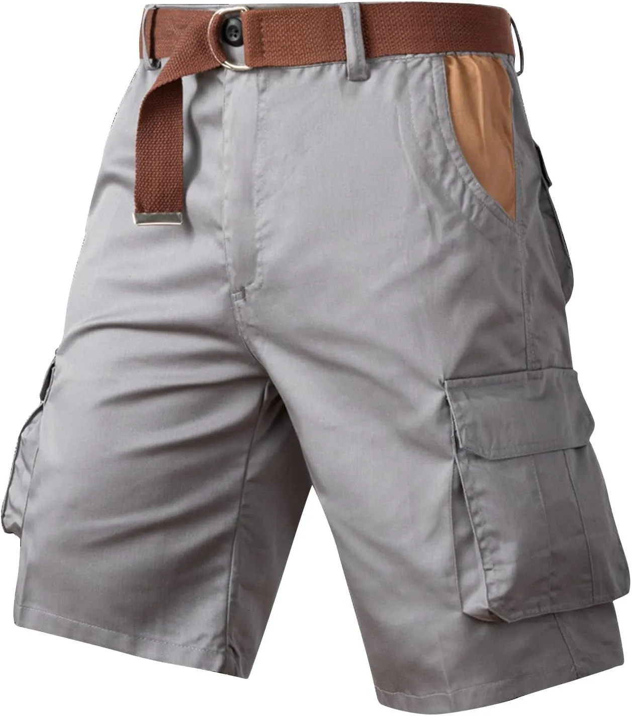 Mens Shorts Cargo with Multi Pockets Zipper Button Outdoor Summer Big and Tall Lightweight Wide Leg Gym Pant for Men