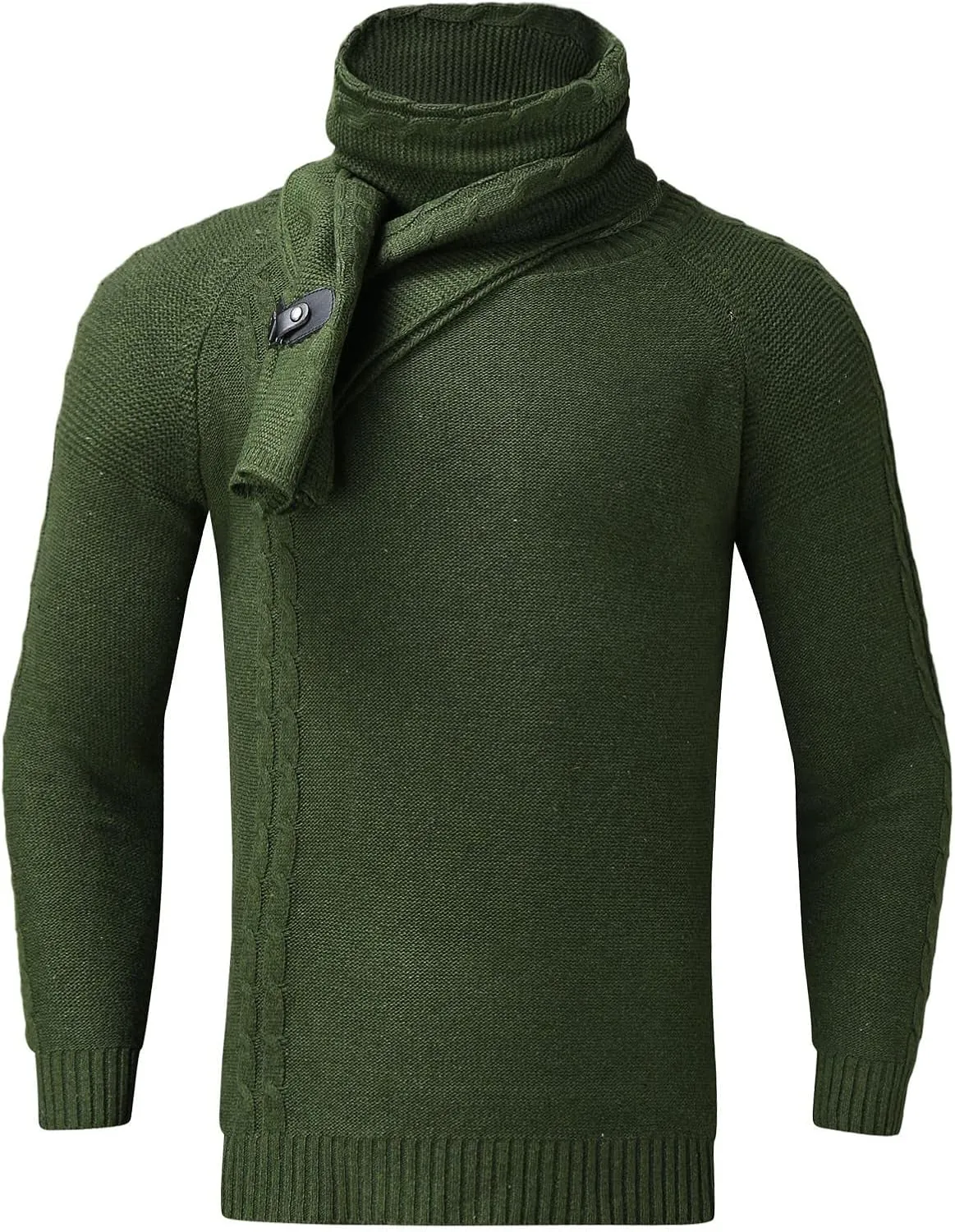 Mens Slim Fit Pullover Sweaters with Scarf Turtleneck Knit Sweater Warm Jumper Lightweight Long Sleeve Pullovers