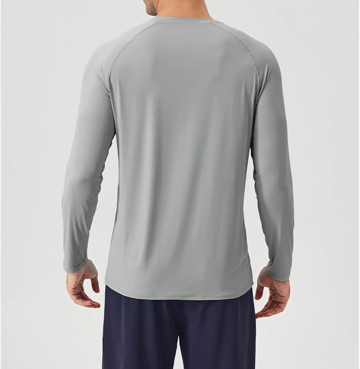 Men's Sports Long Sleeve T-Shirt Ice Silk Sunscreen Loose Breathable Cool Outdoor Running Fitness Long Sleeve Shirt