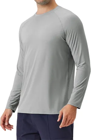 Men's Sports Long Sleeve T-Shirt Ice Silk Sunscreen Loose Breathable Cool Outdoor Running Fitness Long Sleeve Shirt
