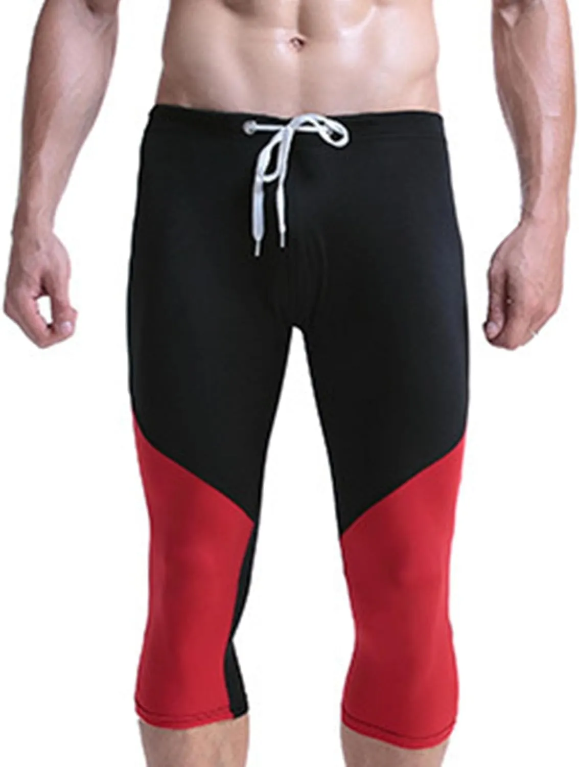 Men's Swim Pants Color Block Quick Dry Pants Fashion 2025 Capri Pants Cycling Running Fitness Pants Leggings Swimwear