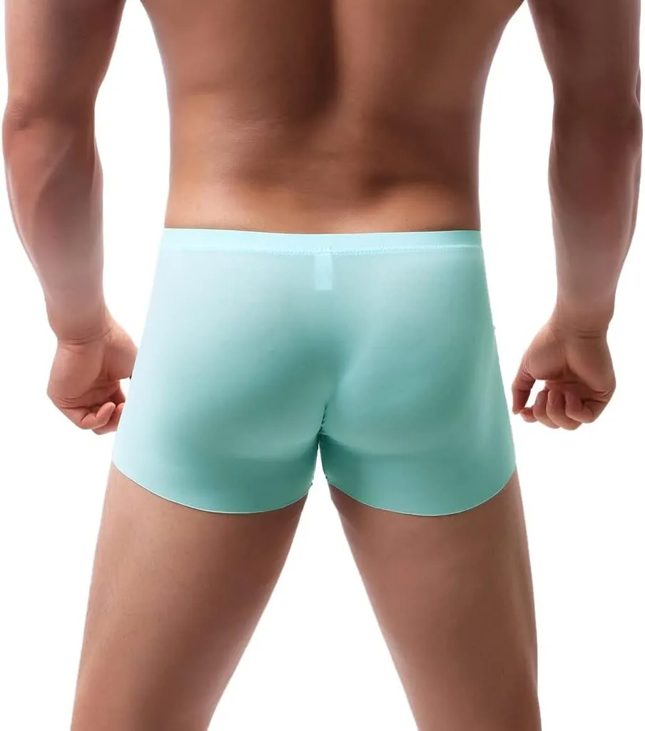 Men's Underpants Ice-silk Breathable Mid Waist Active Boxer Briefs Thin Comfort Soft Everyday Boxers