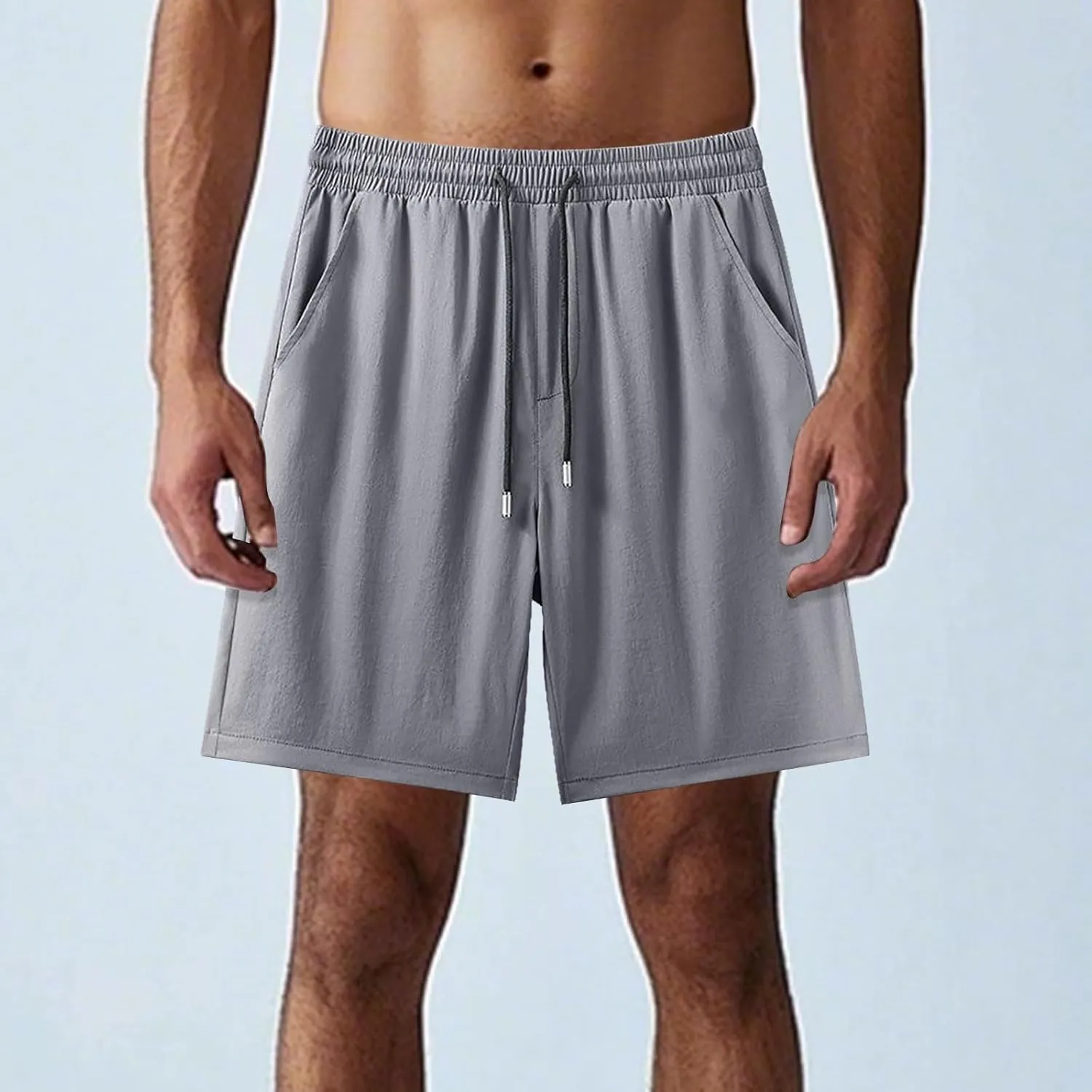 Men's Wide Leg Sport Shorts Elastic Waist Athletic Quick Dry Ice Silk Shorts Breathable Running Loose Workout Short