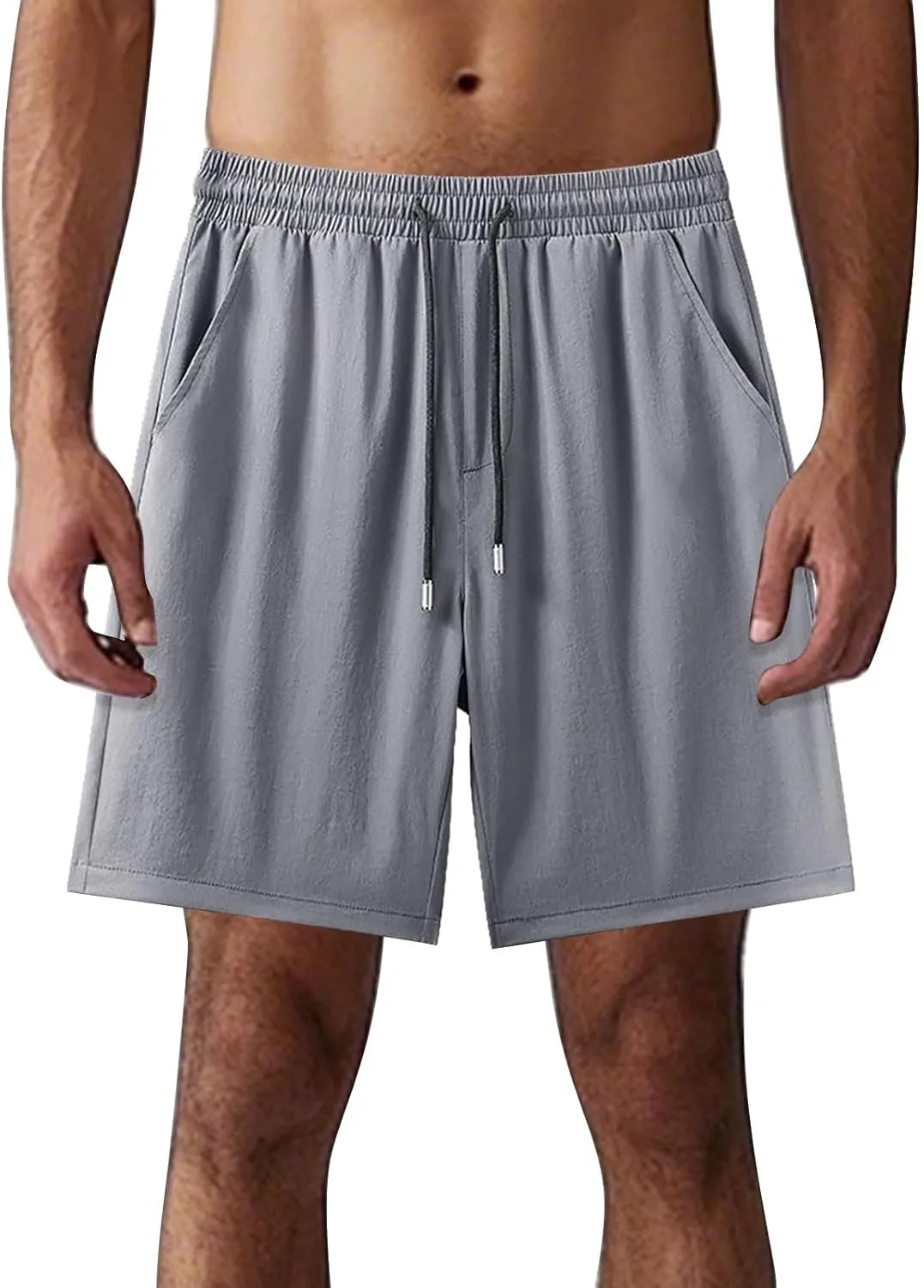 Men's Wide Leg Sport Shorts Elastic Waist Athletic Quick Dry Ice Silk Shorts Breathable Running Loose Workout Short